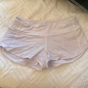 Lululemon light gray/white speed up shorts